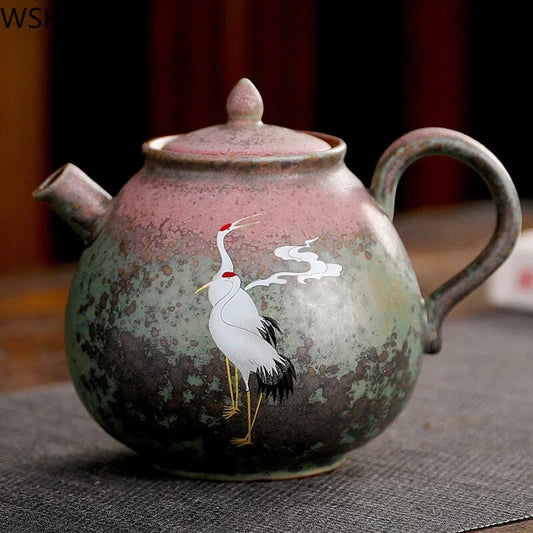 Vintage Kiln Change Ceramics Tea Pot Chinese Porcelain Teapot Handmade Kettle