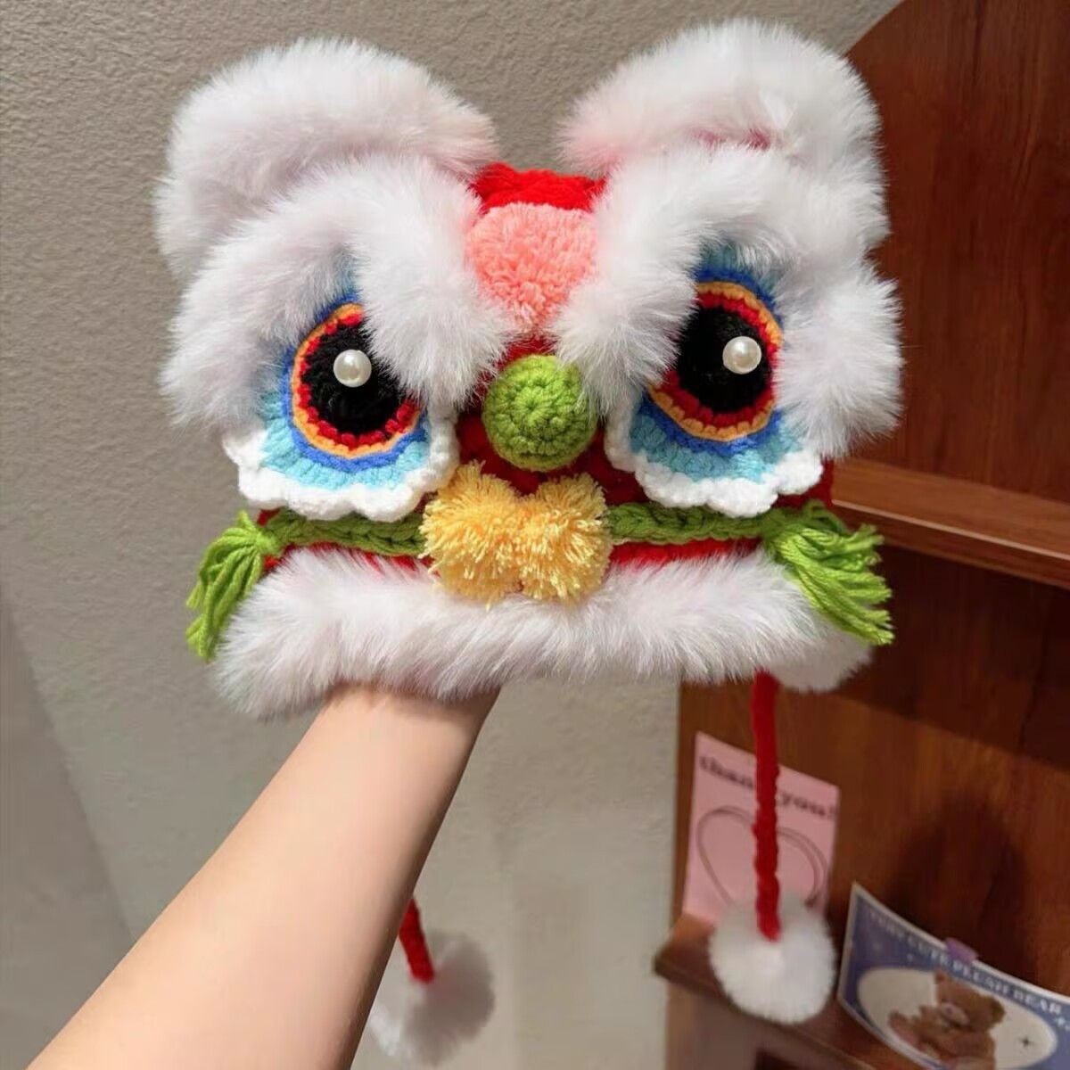 Chinese Lion Dance Faux Mink Fur Kids Hat - Winter Warm