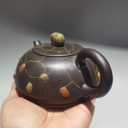 Chinese Yixing Purple Clay Teapot Zisha Ceremony Collectible Calligraphy Teaware