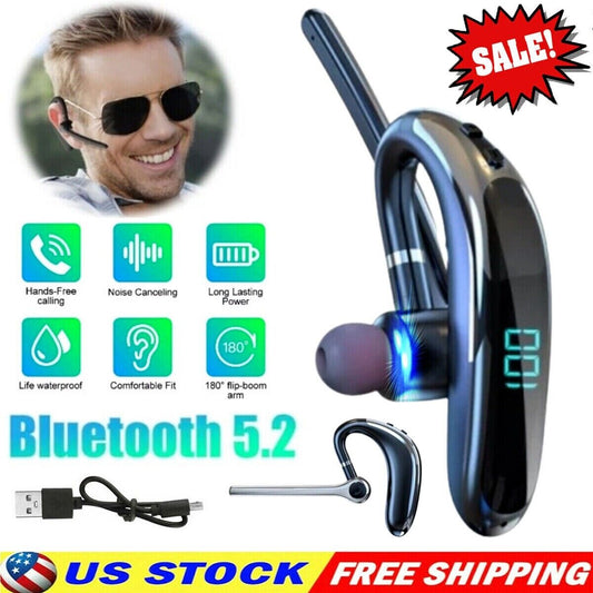 Wireless Bluetooth 5.2 Earpiece Headset Driving Trucker Earbuds Noise Cancelling