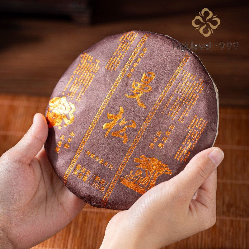 200g Ripe Pu'er Tea Cake Yunnan Mansong Menghai Dry Stored Aged Compressed Cake