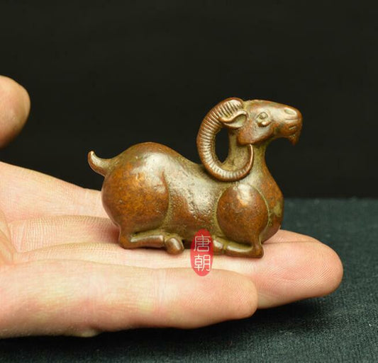 5cm Chinese Collection Antique Sheep Sculpture Tea Pet Fengshui Statue Decor
