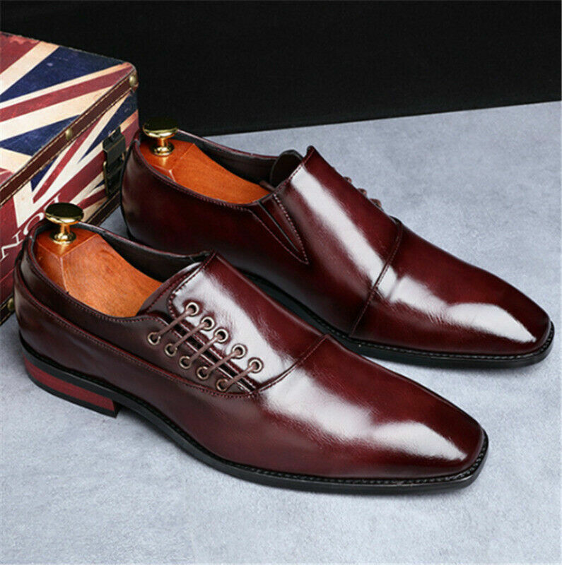 Mens Oxfords Casual Shoes Work Dress Business Square Toe Slip On Loafers Formal