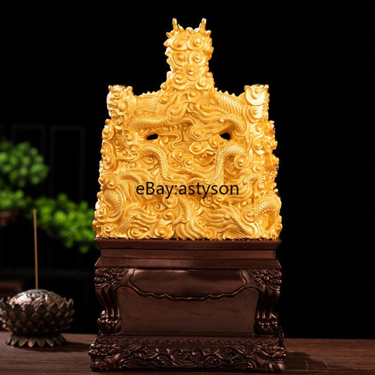 Buddha Statue of The God of Wealth Fortune Jiulong Chair God of Wealth Statue
