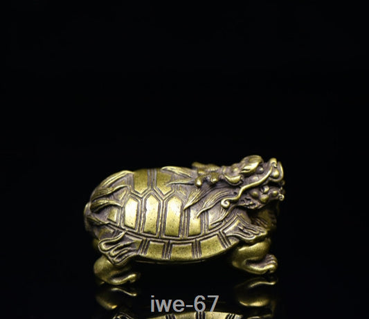 Old China Bronze Carving Dragon Turtle Statue Collection