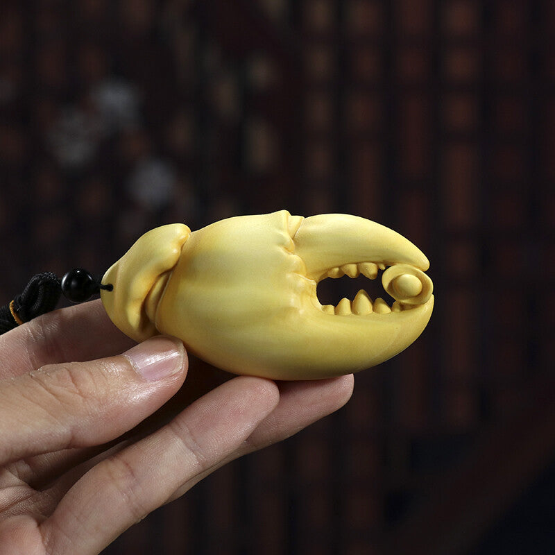 2“ Hand Carved Boxwood Netsuke : Funny Wealthy Crab Claw