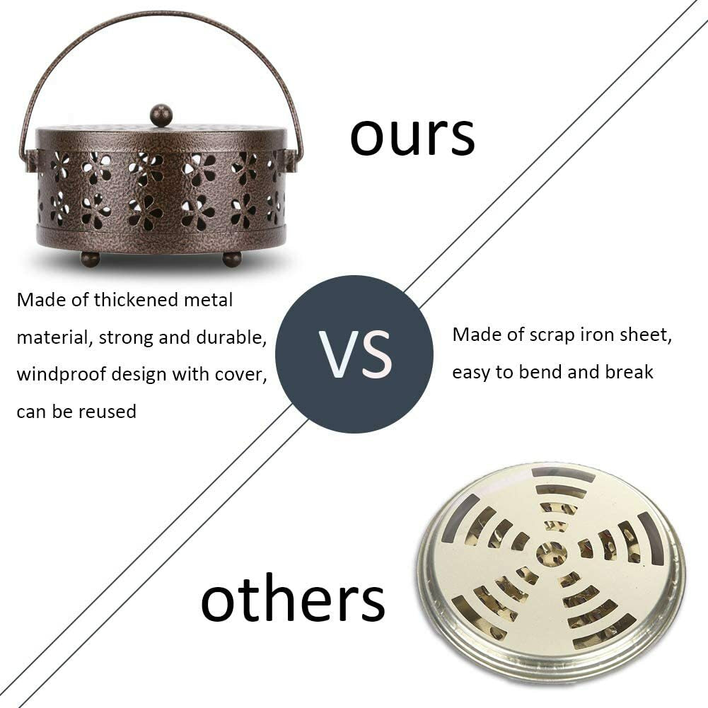 Mosquito Coil Holder, Retro Portable Mosquito Incense Burner for Home & Camping