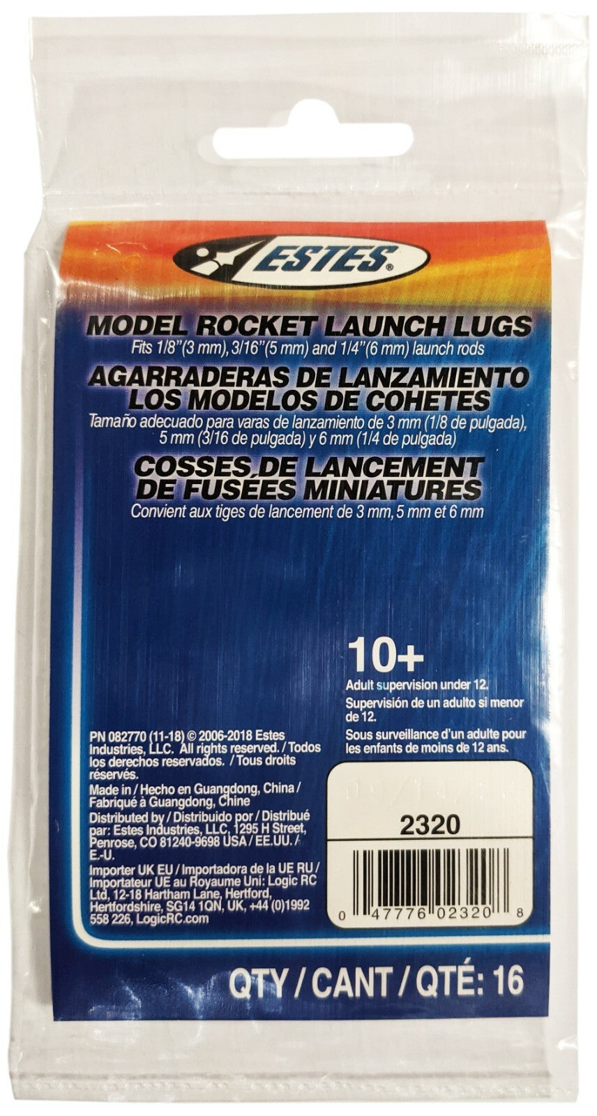 Estes Launch Lug Pack - Includes Eight 1/8" Diameter, Four 3/16", and Four 1/4"
