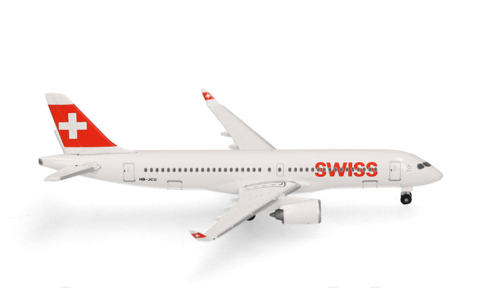 1:500 Herpa Swiss Airbus A220-300 Passenger Airplane Diecast Model