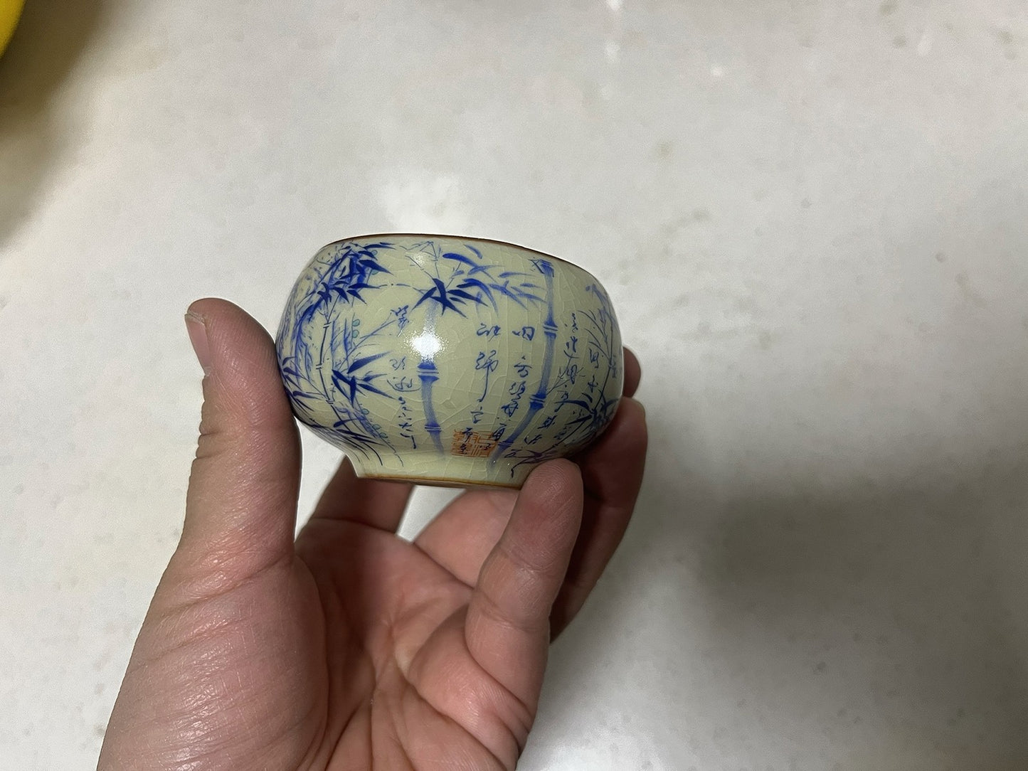 Bamboo Pattern Ceramic Teacup 65ml Kai Pian Master Cup Tea Accessory