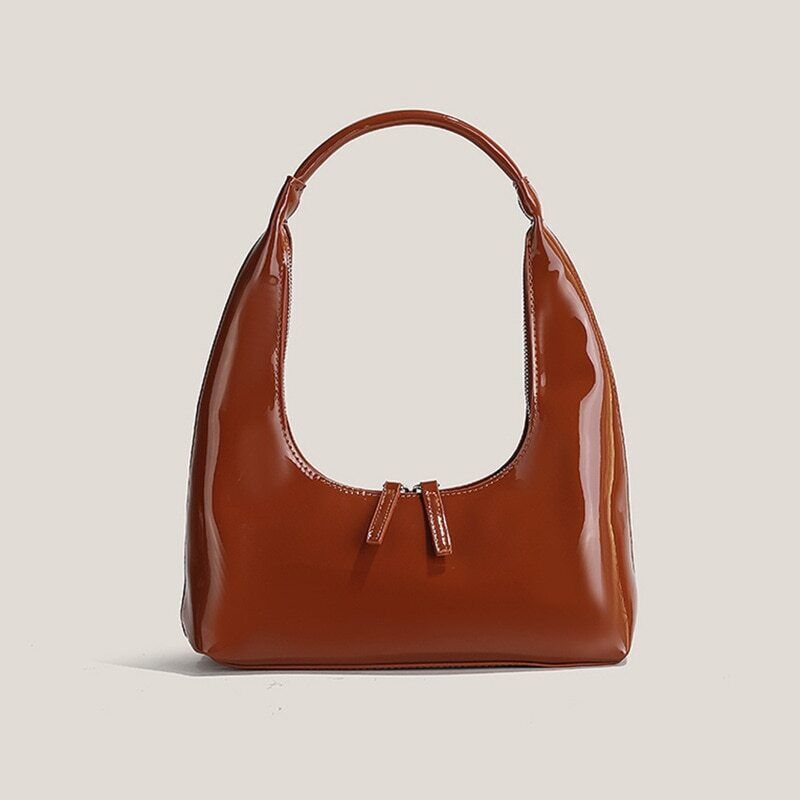 Leather Shoulder Bag Women Half Moon Bag Lady Purse Handbags