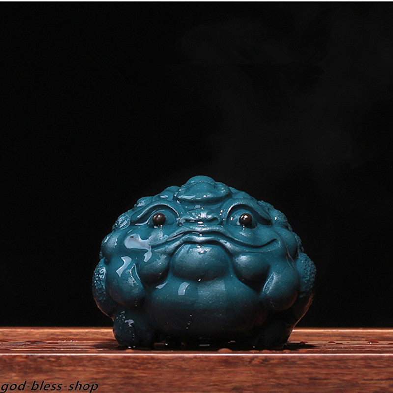 yixing zisha Pottery purple clay Fengshui Golden Toad Animal Toad tea pet Statue