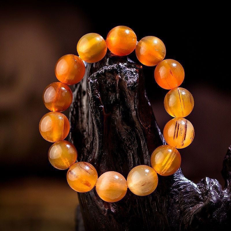 Tibetan 20mm Agate Bead Bracelet Full Vein Prayer Beads Unisex Buddhist Jewelry