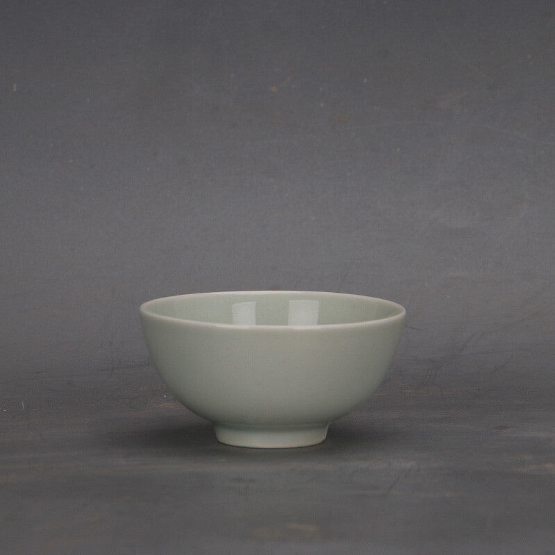 3.3" Collection Chinese Song Porcelain Green White Glaze Nest Shape Cup
