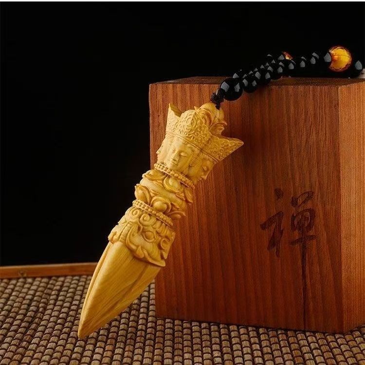 1pc Chinese Wood Carving Vajra Pestle Pendant Statues