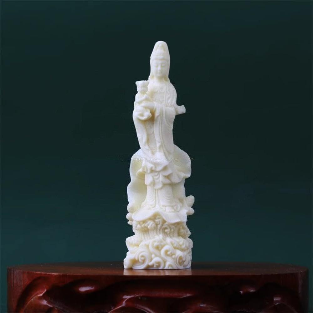 20cm New Guanyin Bodhisattva Lotus Sitting Guanyin Buddha Statue Ornaments