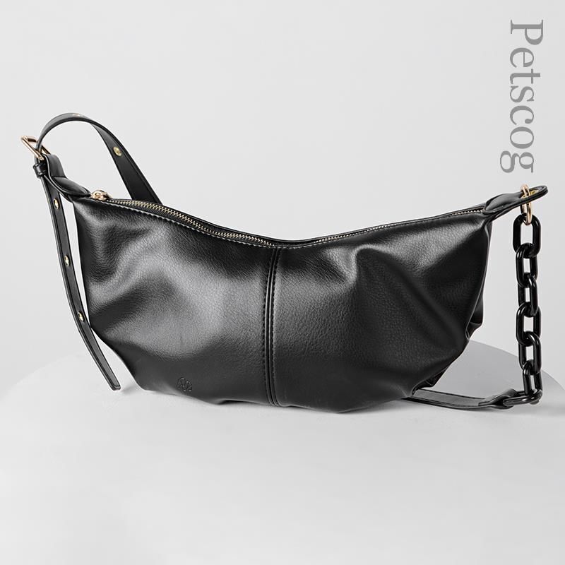 Soft Leather Handbags Vintage Crossbody Bags Solid Chains Shoulder Bag 34*13*9CM