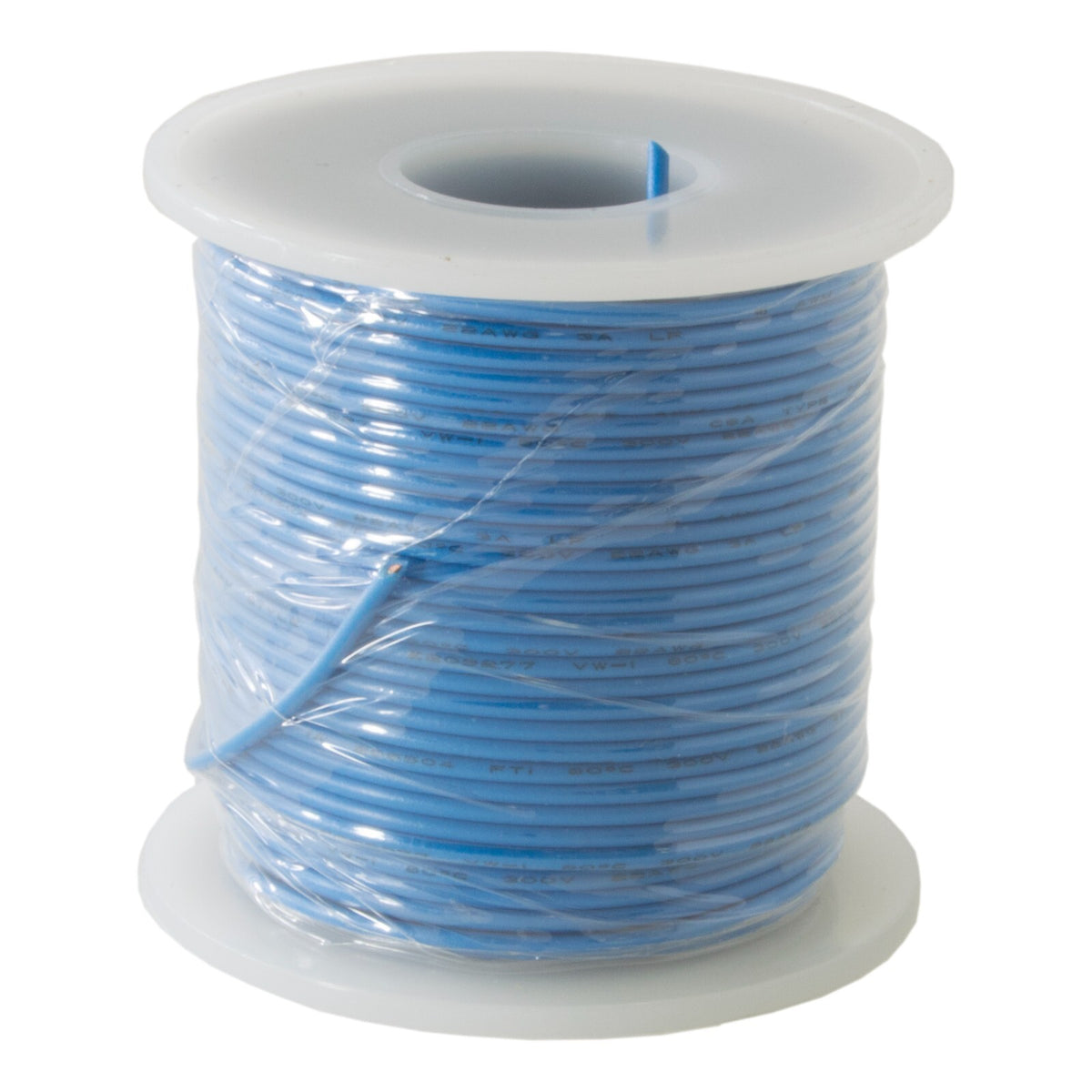 100 Feet Blue 22 Gauge Solid Hook-Up Wire, Tinned Copper, PVC Insulation