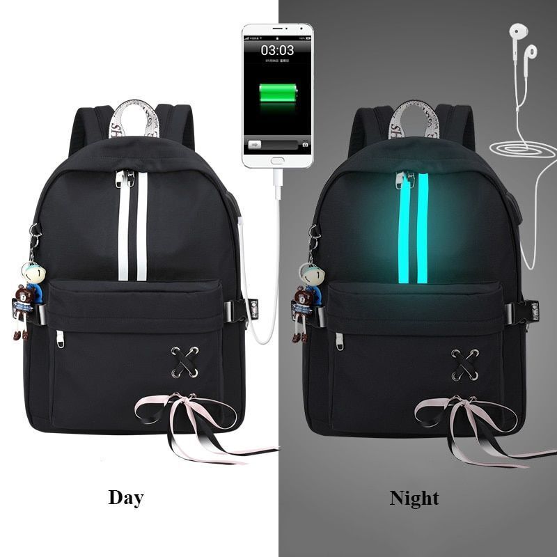 Fashion Reflective Waterproof Backpack Bag Travel Laptop Rucksack Bookbag Pouch