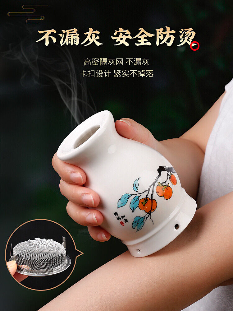 Moxibustion Pot Ceramic Moxa Box Portable Anti Scalding Wormwood Roll Tool 艾灸艾条
