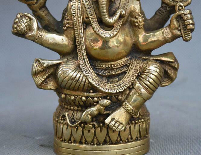 Copper Statue Tibetan Buddhism Brass Ganesha Ganapati Ganesh Lord God Elephant B