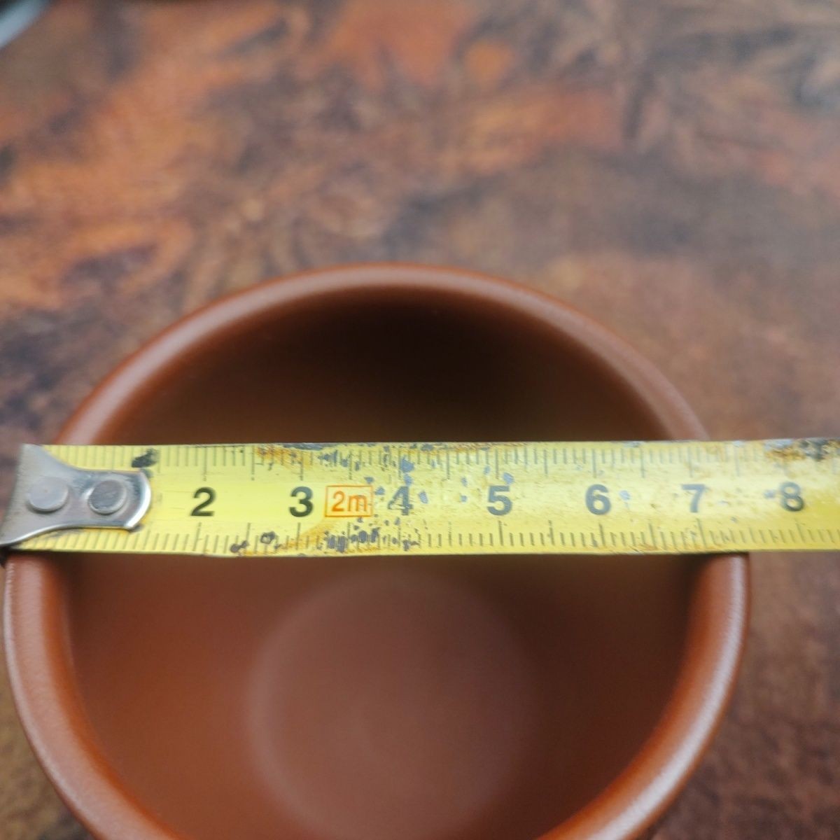 Yixing Zisha Zhuni Teacup 2.9in 150cc Hand Carved Landscape Relief