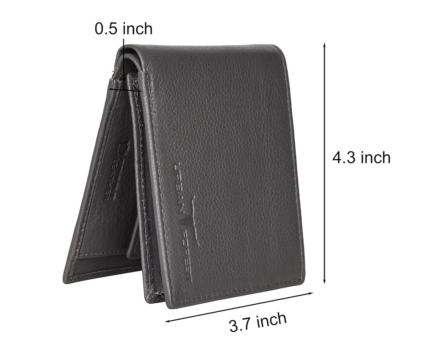 New Grey Bi-Fold Leather Men's Wallet RFID Protection Gift Item