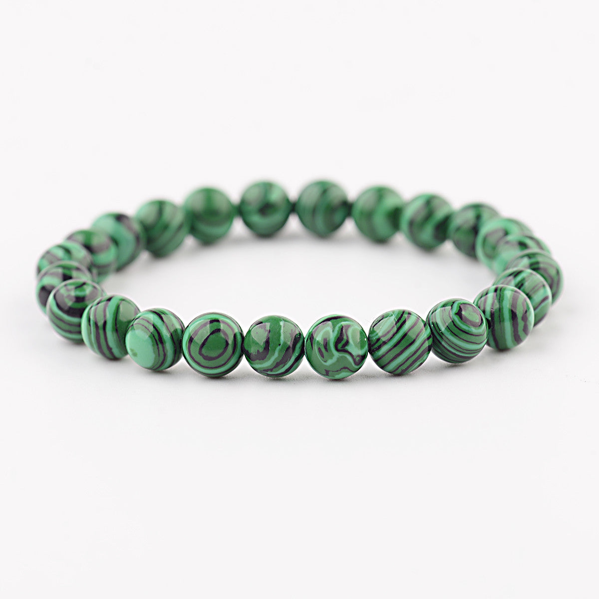 Natural Handmade 6/8/10Mm Green Malachite Round Gemstone Beads Stretch Bracelets