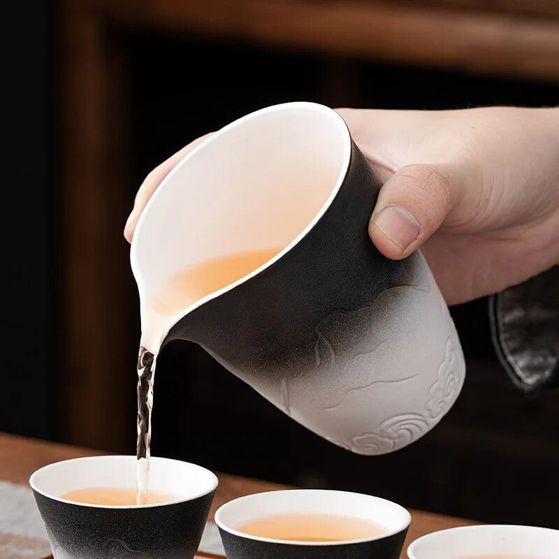 280ml Retro Gradual Change Glaze Ceramic Fair Cup Kung Fu Teaset Accessories