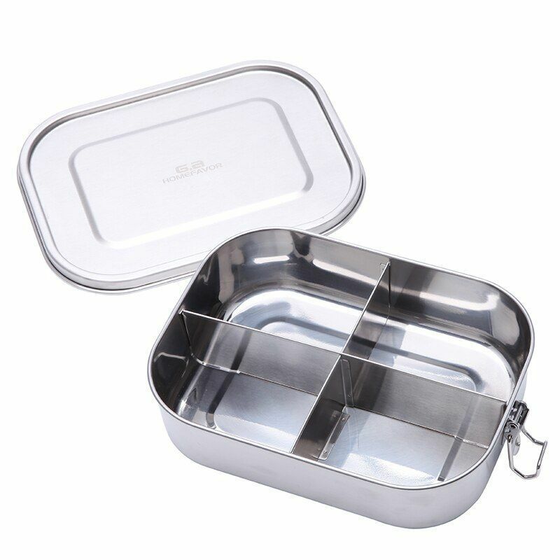 Lunch Container Stainless Steel Food Snack Storage Boxes Eco-friendly Rectangle