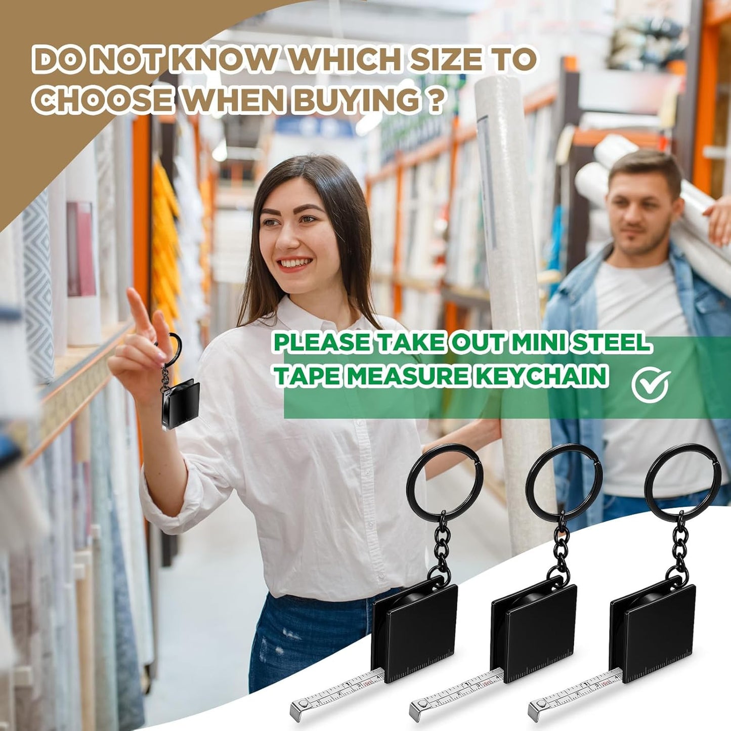 2 Pcs Mini Tape Measure Metal Keychain up to 51.97 Inches/ 4.33 Ft, Metric Scale