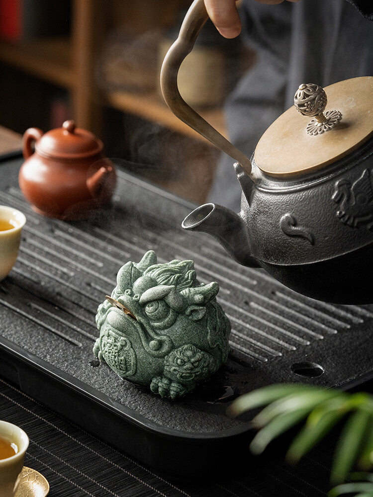 Qingsha Stone Tea Pet Ornament Chinese Tea Set High Grade Lucky Toad Decoration