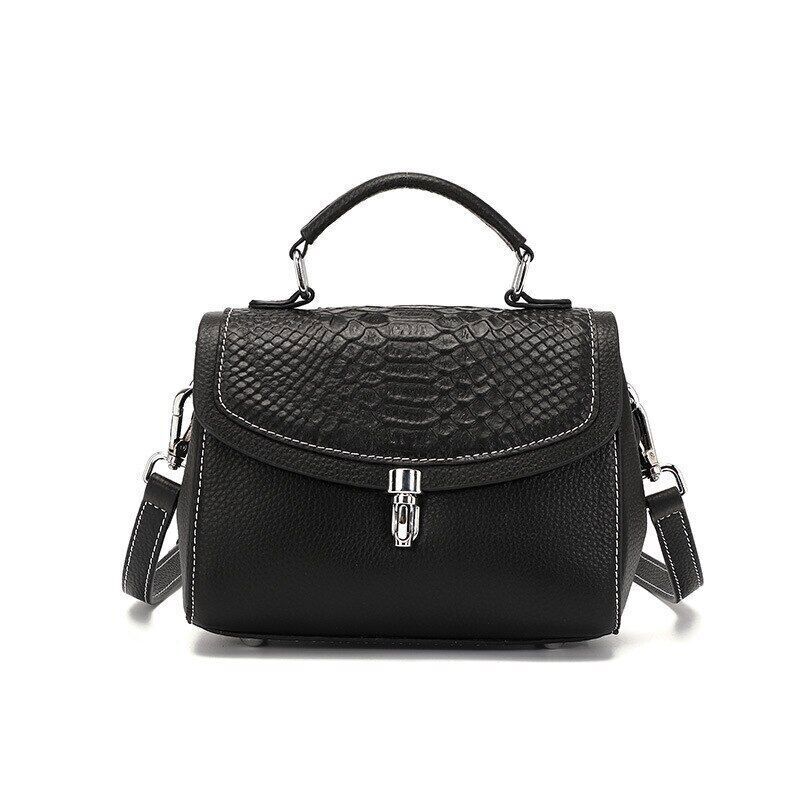 Women's Bag Genuine Leather Shoulder Bags Texture Zipper Handbags Women