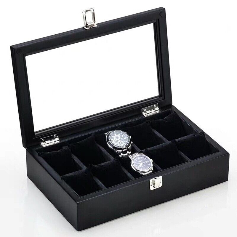 Men Watch Box Organizer Top Wooden Display Fashion Storage Holder Case 3~12Slots