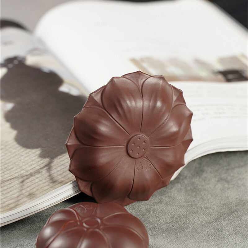 Full Handmade Tea Cup With Coaster Lotus Carved Real Yixing Zisha Master Cup Mat
