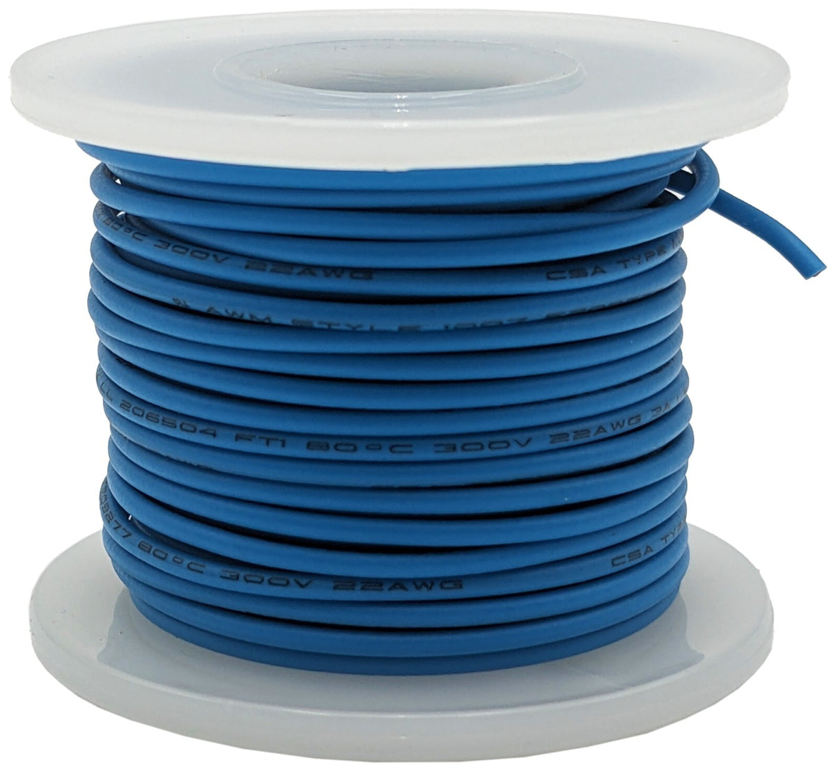 25 Feet Blue 22 Gauge Solid Hook-Up Wire, Tinned Copper, PVC Insulation