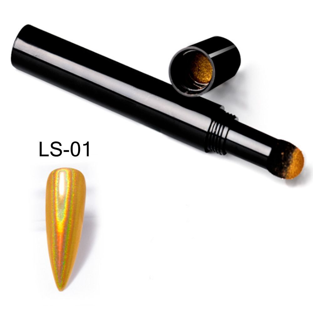 Nail Powder Cushion Pen Glitter Holographic Laser Gold Silver Shimmer Pigment 1g