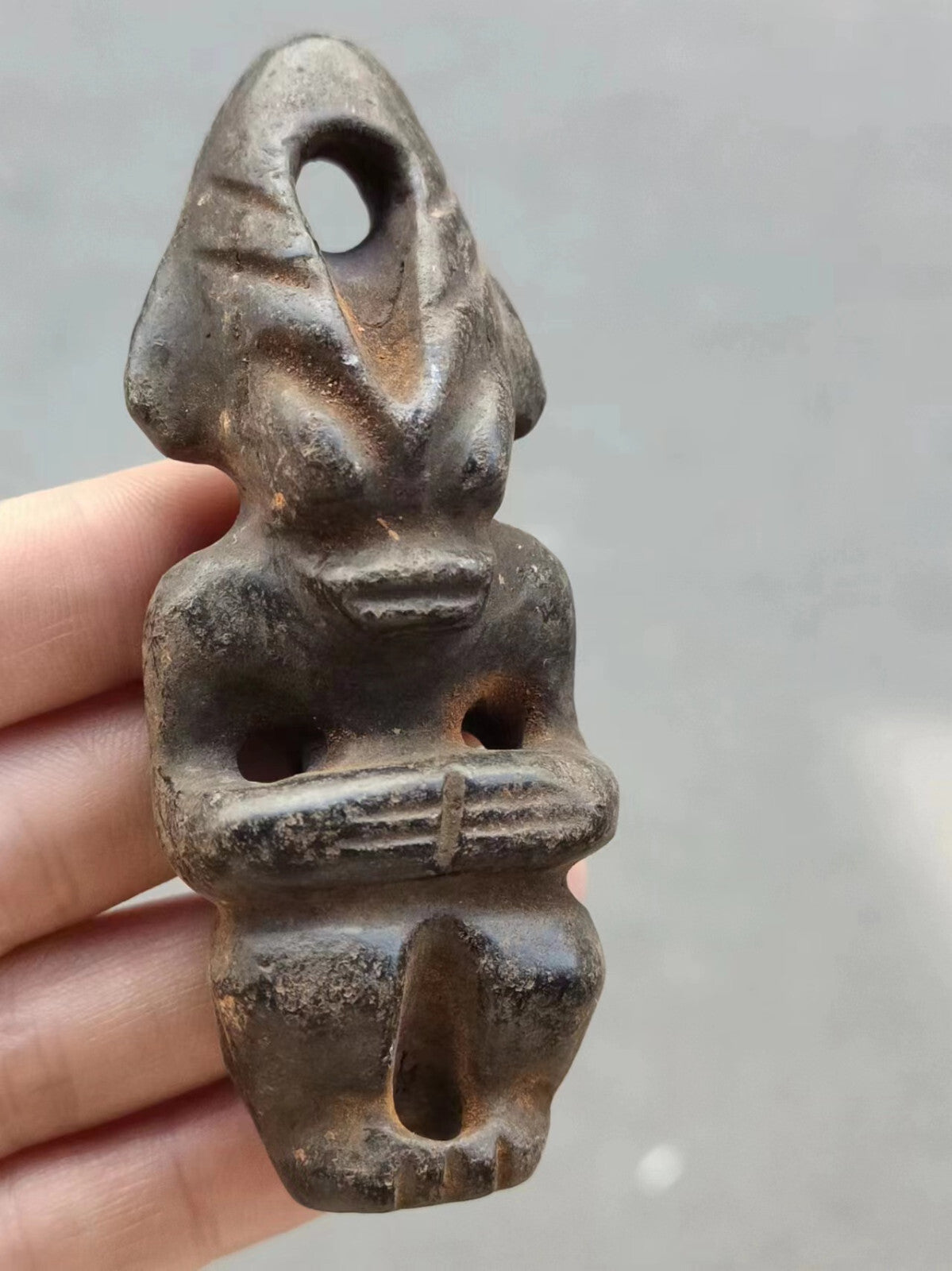 China Amulet Pendant Sun god Meteorite Hand carved Hongshan Culture