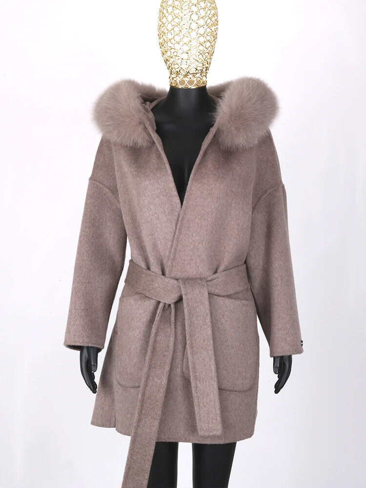 2023 Coat Collar Jacket Winter Outerwear Women With Belt