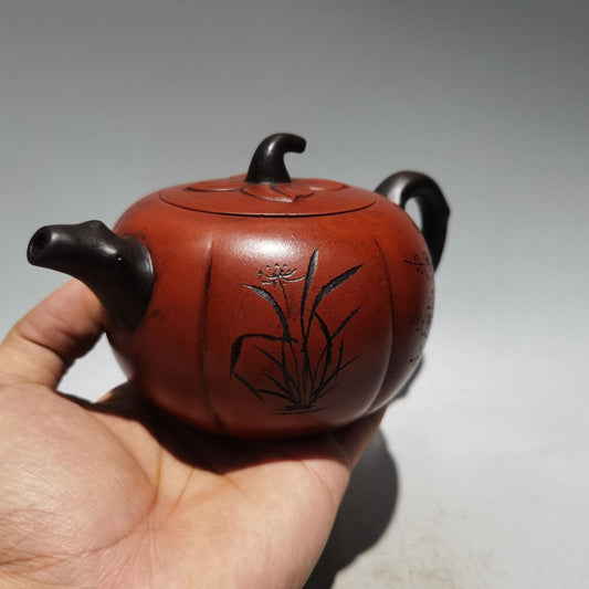 Chinese Yixing Zisha Clay Handmade Exquisite Kung Fu Tea SetTeapot(梅兰竹菊 底款:周桂珍)