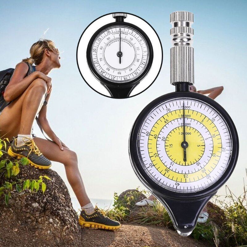 Multifunction Compass Odometer Curvimeter Outdoor Climbing Sport 4.5x9.6x1.65 cm