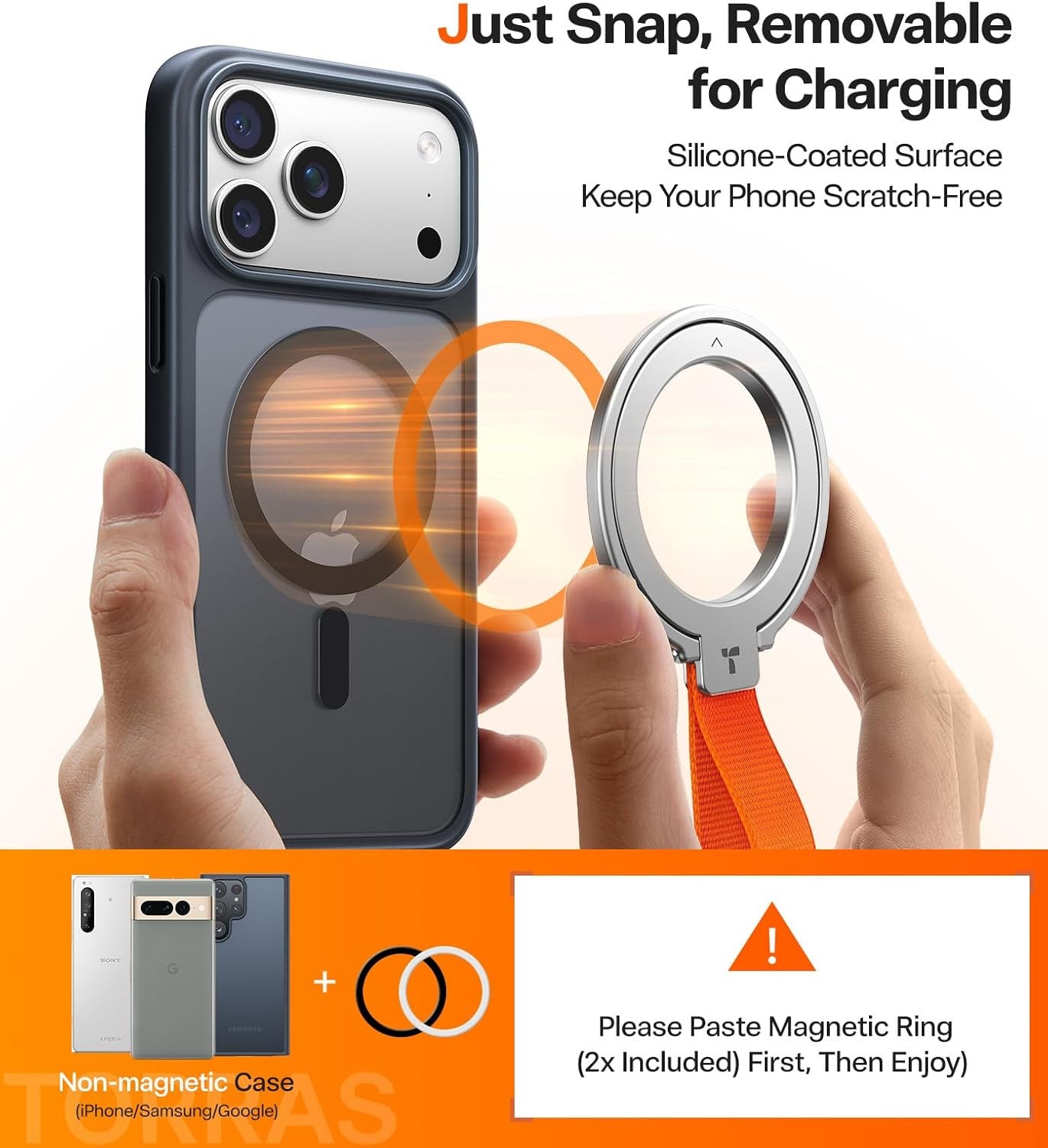 2025 Upgrade (Gen 6.0) Magnetic Phone Grip Holder Kickstand with Braided Strap,