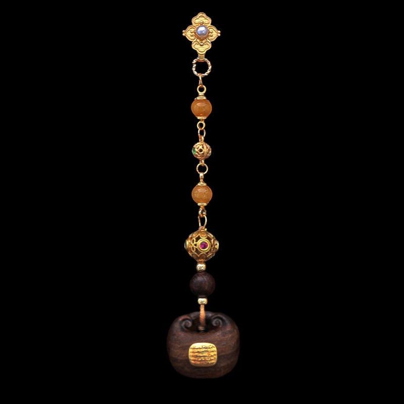 New Chinese Ebony Lapel Pin Cheongsam Skirt Tassel Pendant Brooch Accessory
