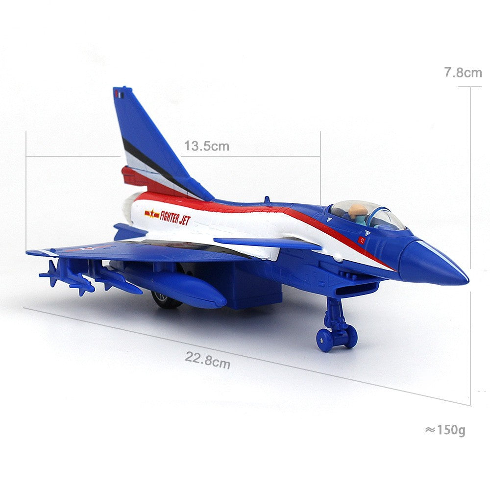 1/100 J-10 Pull Back Aviation Aircraft Plane Military Fighter Model Sound&Light