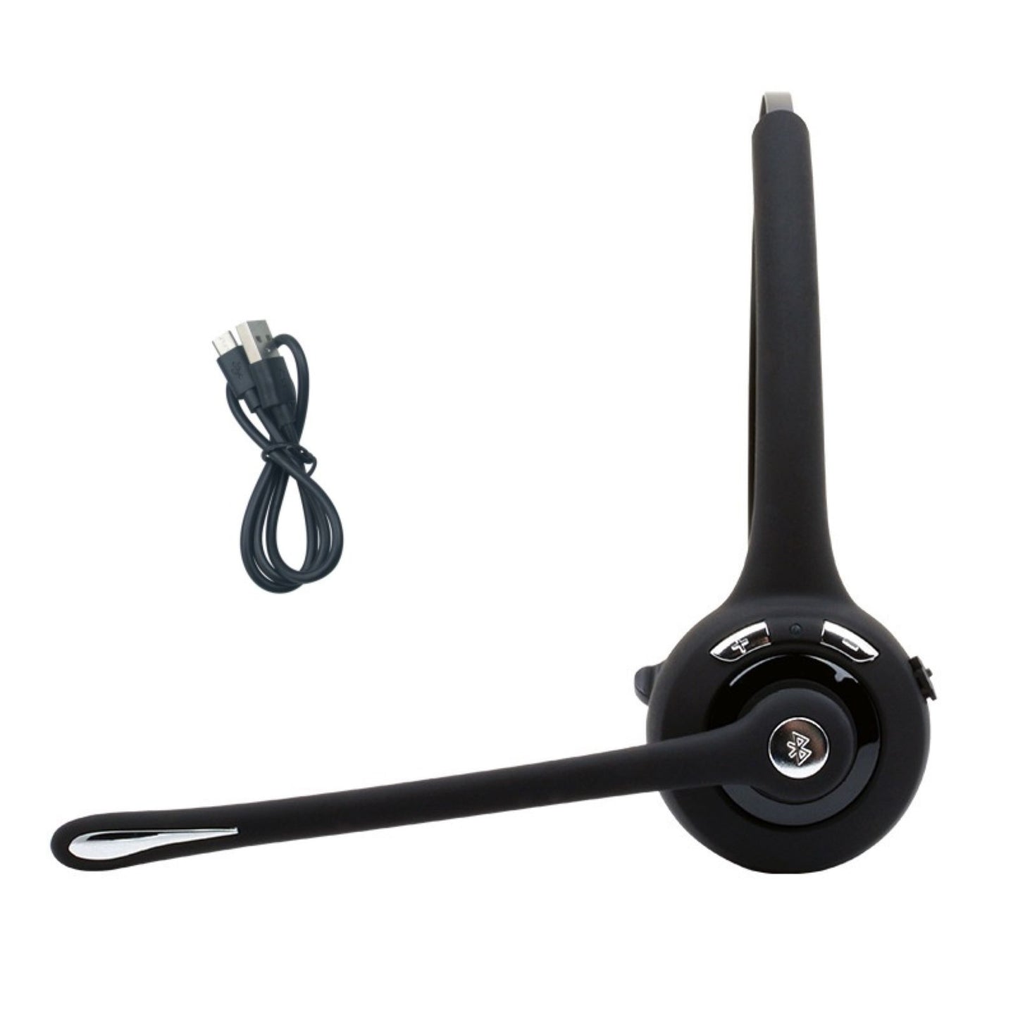 Black Rechargeable Headphone Wireless Bluetooth 5.0 Operator Headset ABS