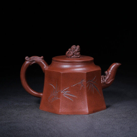 Chinese Yixing Zisha Clay Handmade Exquisite Teapot(六方 底款:徐汉棠)Teapots
