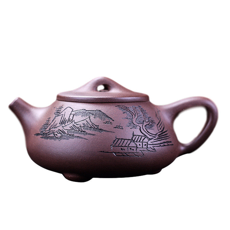 Handmade Carved Tea Pot Real Yixing Zisha Clay Shipiao Pot Ball Shaped Holes New