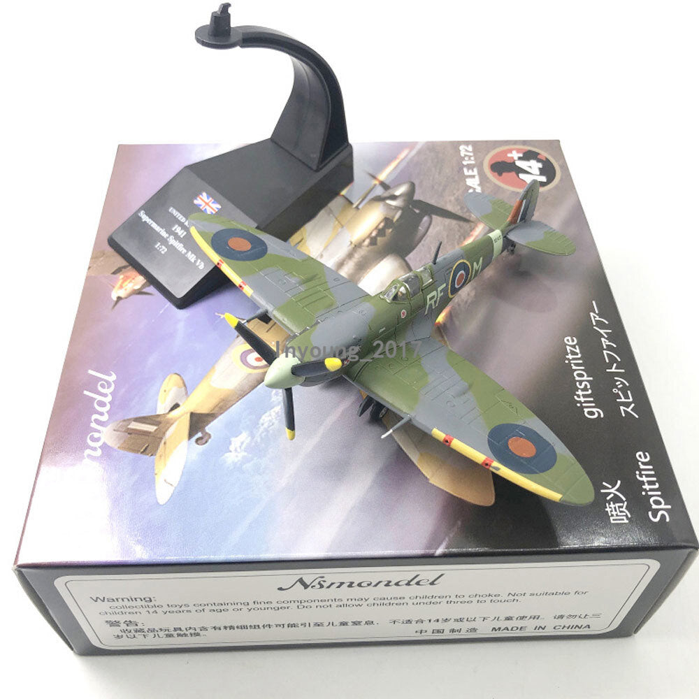 1/72 1941 WWII Spitfire MK.VB Fighter Aircraft Plane Diecast Model Collection