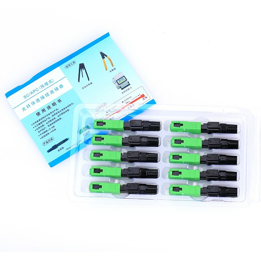 100pcs Fiber Optic Fast Connector SC/APC Covered Wire Optic Connector