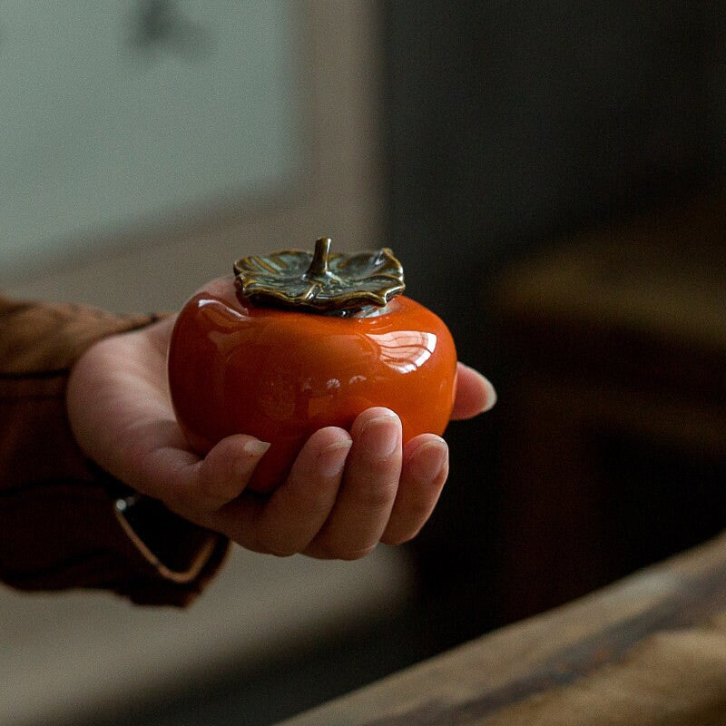 Small Persimmon ceramic Tea Caddies